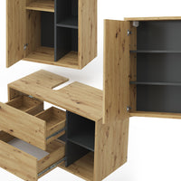 Vicco Set mobili bagno Rovere artigianale 3 parti