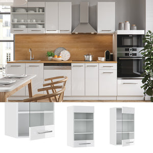 Vicco Mobile da cucina in vetro Bianco lucido 40 cm