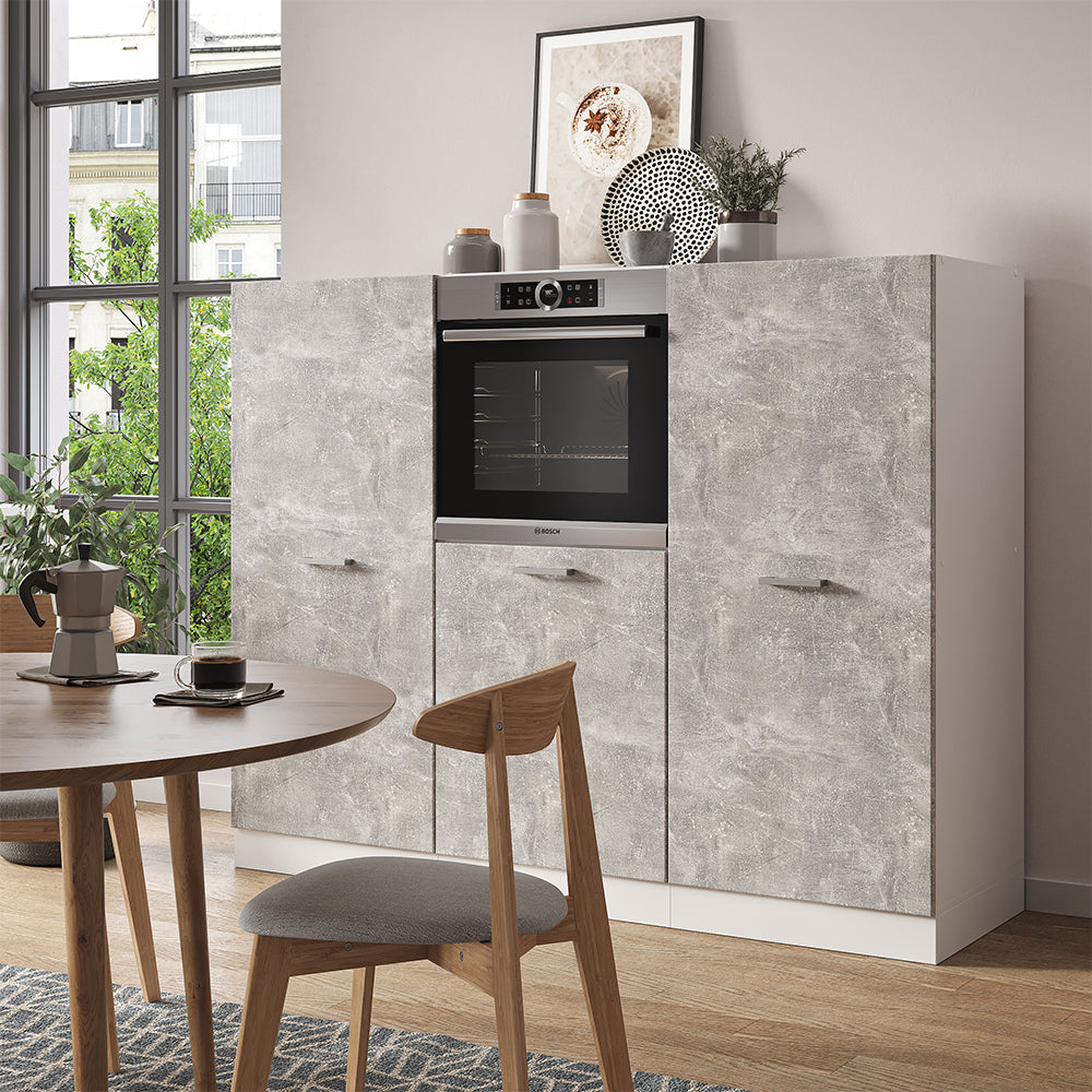 Vicco Cucine componibili piccole Cemento/Bianco 180 cm senza piano di lavoro