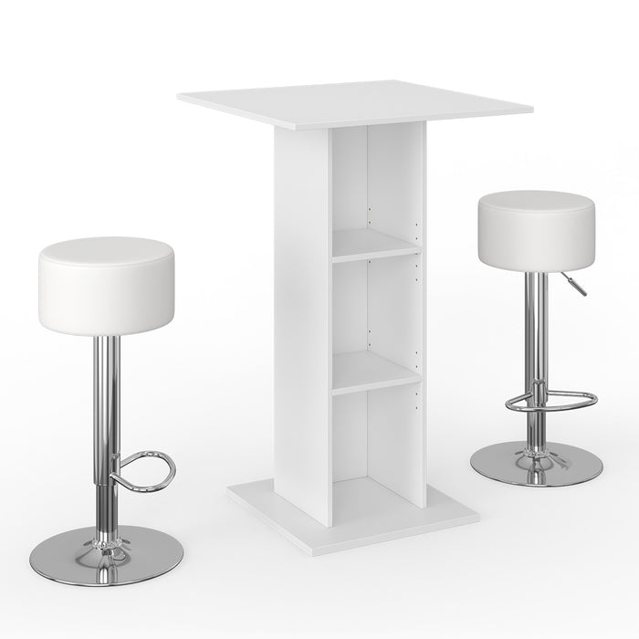 Vicco Tavolo bar con sgabelli Bianco 70 x 70 cm con 2 sgabelli da bar