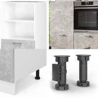 Vicco Cucine componibili piccole Cemento/Bianco 180 cm senza piano di lavoro