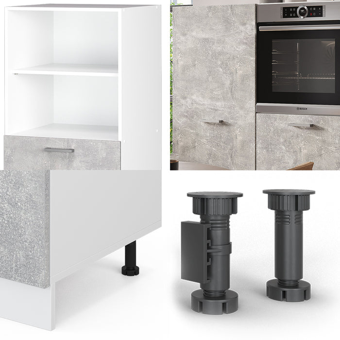 Vicco Cucine componibili piccole Cemento/Bianco 180 cm senza piano di lavoro