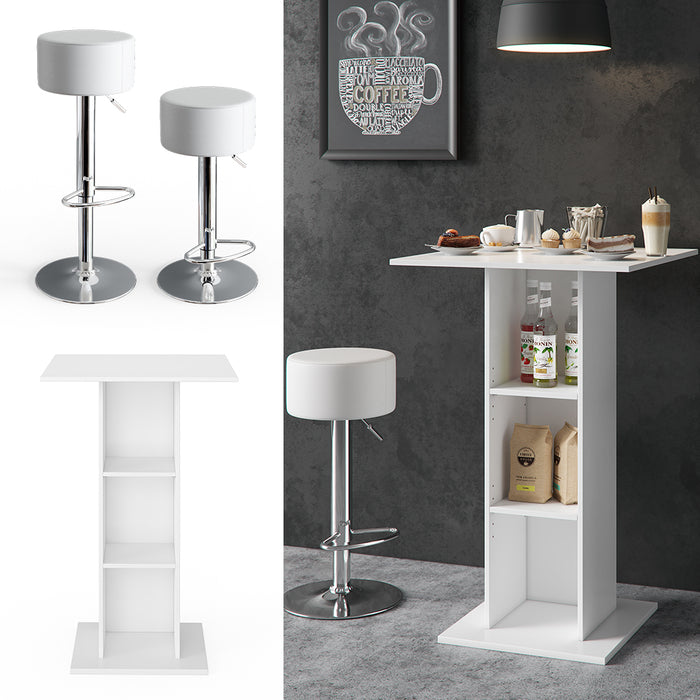 Vicco Tavolo bar con sgabelli Bianco 70 x 70 cm con 2 sgabelli da bar