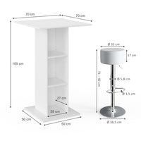 Vicco Tavolo bar con sgabelli Bianco 70 x 70 cm con 2 sgabelli da bar