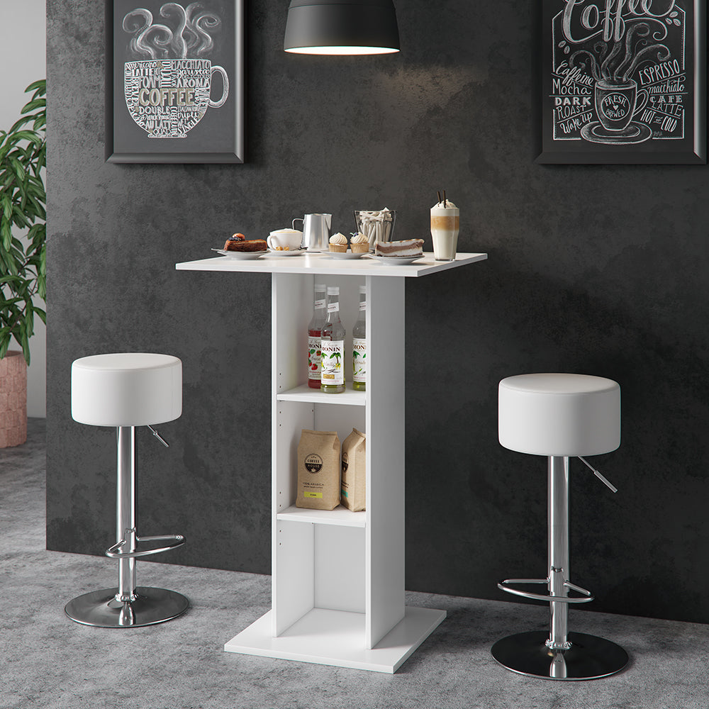 Vicco Tavolo bar con sgabelli Bianco 70 x 70 cm con 2 sgabelli da bar