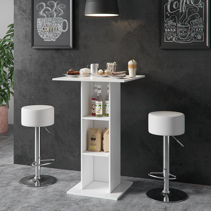 Vicco Tavolo bar con sgabelli Bianco 70 x 70 cm con 2 sgabelli da bar