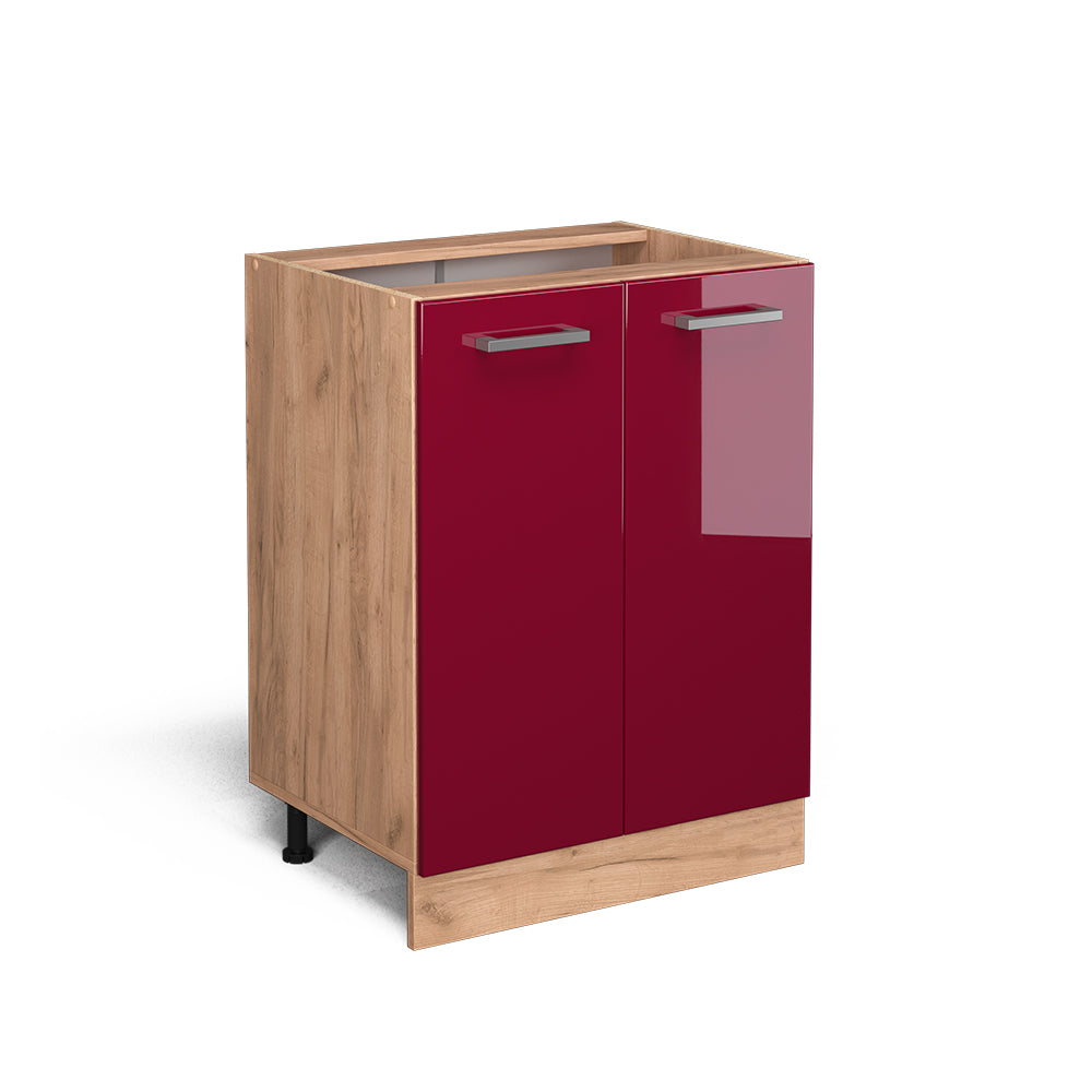 Vicco Mobiletto base cucina Rosso lucido 60 cm senza piano di lavoro