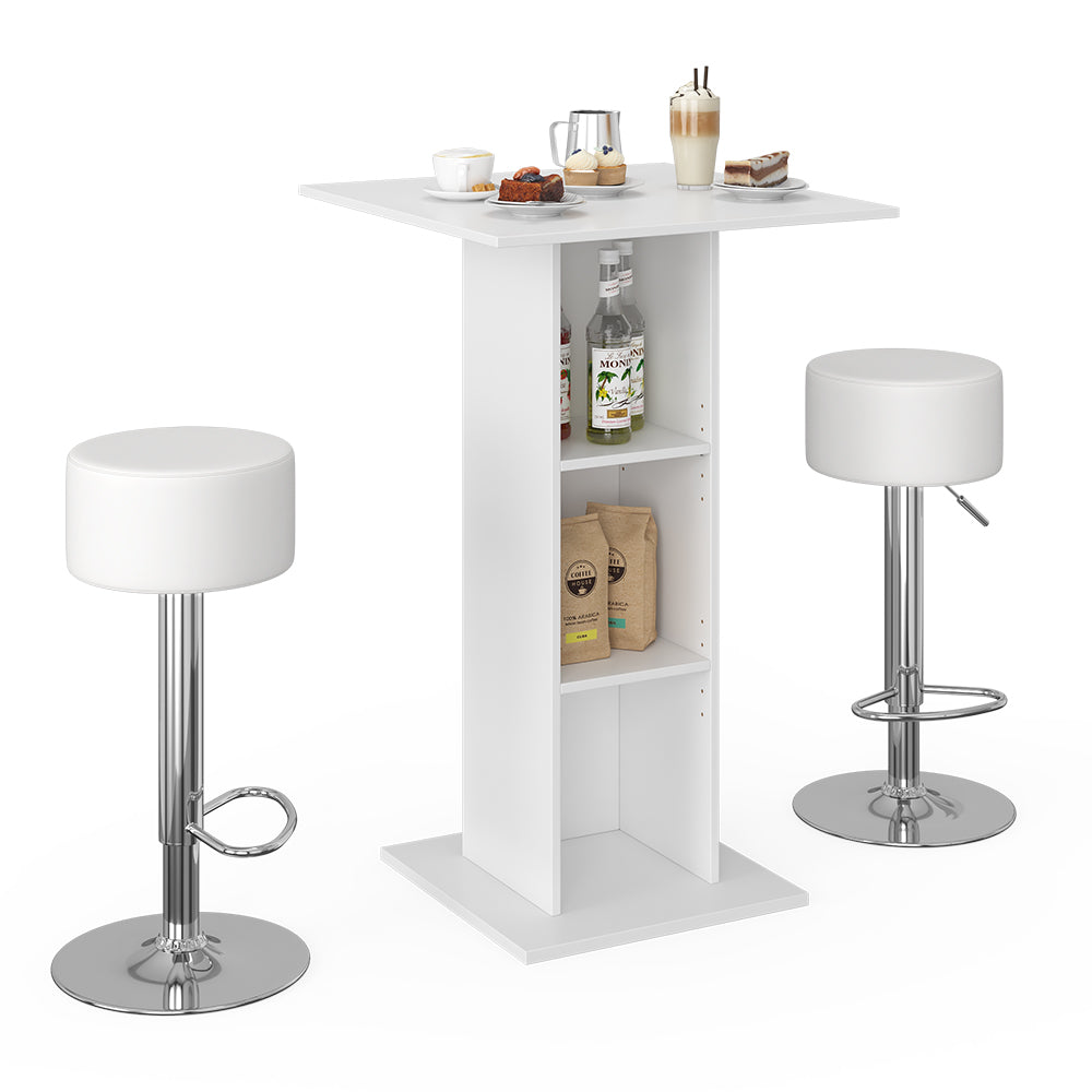 Vicco Tavolo bar con sgabelli Bianco 70 x 70 cm con 2 sgabelli da bar