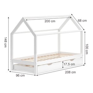 Vitalispa Letto montessori bambini Bianco 90x200 cm con letto per ospiti e materasso
