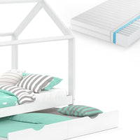 Vitalispa Letto montessori bambini Bianco 90x200 cm con letto per ospiti e materasso