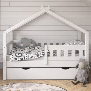 Vitalispa Letto montessori bambini Bianco 70x140 cm con cassetto