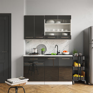 Vicco Cucina completa Antracite lucido/bianco 140 cm , PL Marmo