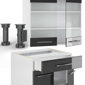 Vicco Cucina completa Antracite 140 cm senza piano di lavoro