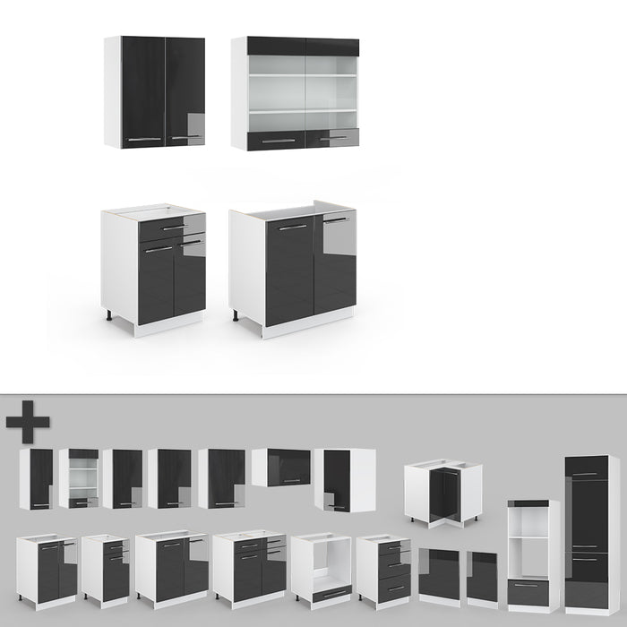 Vicco Cucina completa Antracite 140 cm senza piano di lavoro
