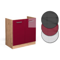 Vicco Mobile lavello cucina Rosso lucido 80 cm PL Marmo