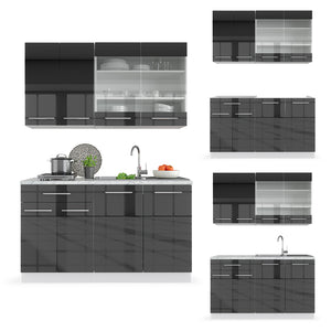 Vicco Cucina completa Antracite lucido/bianco 140 cm , PL Marmo