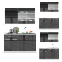 Vicco Cucina completa Antracite lucido/bianco 140 cm , PL Rovere