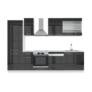 Vicco Cucina componibile Antracite lucido/bianco 300 cm , PL Marmo