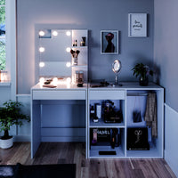 Vicco Tavolo da toeletta Bianco 60 cm con illuminazione LED e armadio