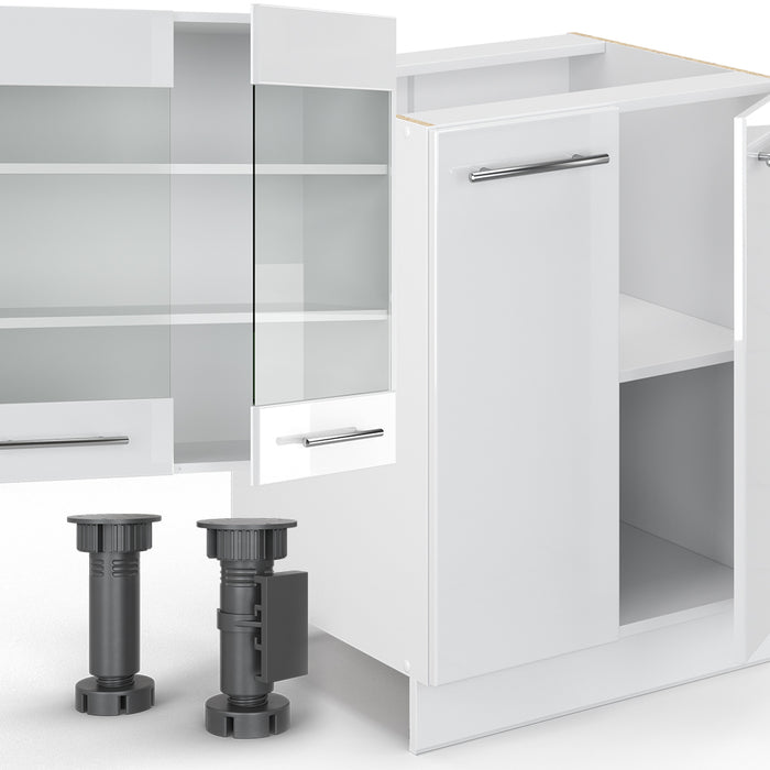 Vicco Cucina componibile Bianco 300 cm con armadio alto, senza piano di lavoro