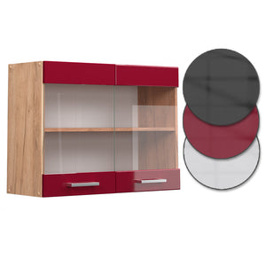 Vicco Mobile da cucina in vetro Rosso lucido 80 cm