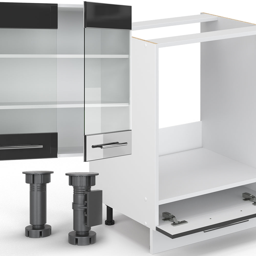 Vicco Cucina componibile Antracite lucido/bianco 300 cm , PL Marmo