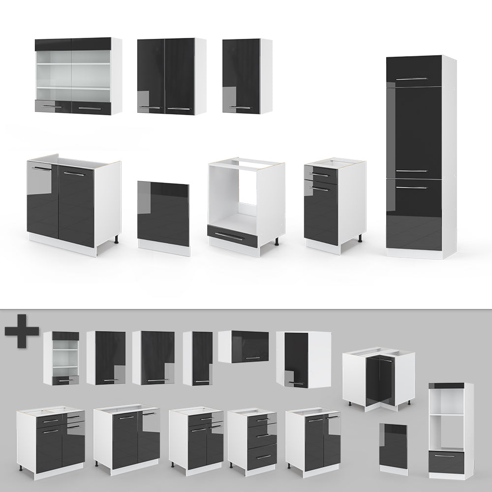 Vicco Cucina componibile Antracite 300 cm senza piano di lavoro