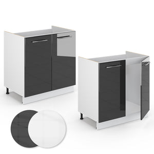 Vicco Mobile lavello cucina Antracite lucido 80 cm , PL Rovere