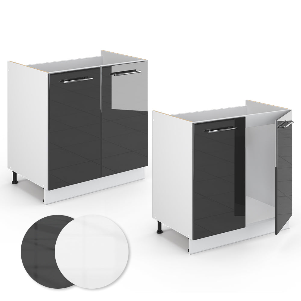 Vicco Mobile lavello cucina Antracite lucido 80 cm senza piano di lavoro