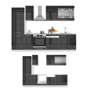 Vicco Cucina componibile Antracite lucido/bianco 300 cm , PL Antracite
