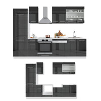 Vicco Cucina componibile Antracite lucido/bianco 300 cm , PL Rovere