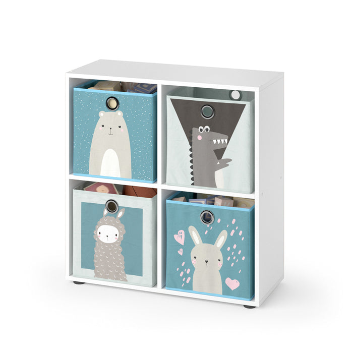 Vicco Libreria bambini Bianco 72.6 x 72 cm con 4 scatole pieghevoli (grigio/blu)
