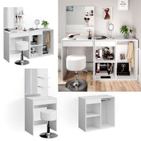 Vicco Tavolo da toeletta Bianco 60 cm con sgabello