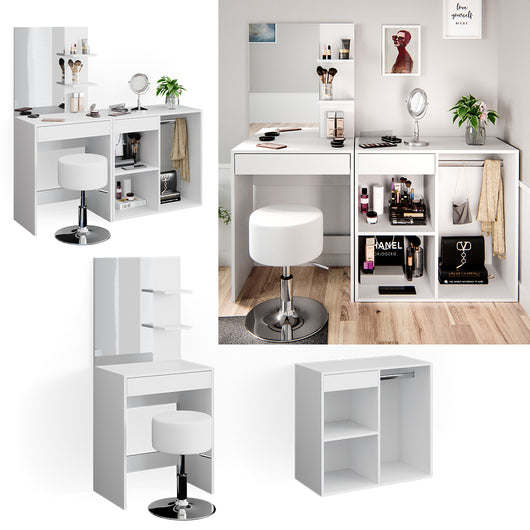 Vicco Tavolo da toeletta Bianco 60 cm con sgabello