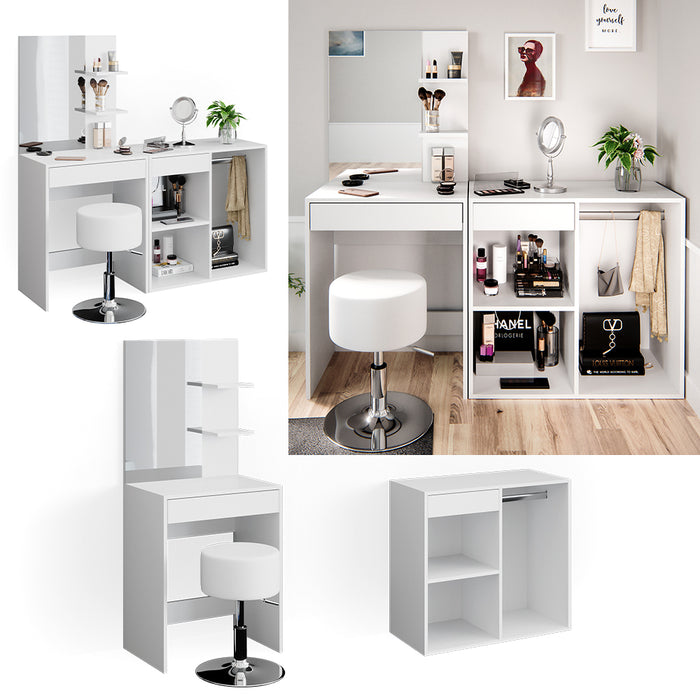 Vicco Tavolo da toeletta Bianco 60 cm con sgabello