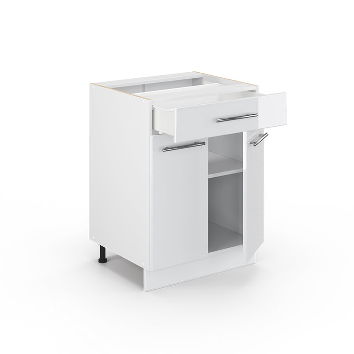 Vicco Cassettiera da bagno Bianco lucido 60 x 82 cm con cassetto, senza piano di lavoro