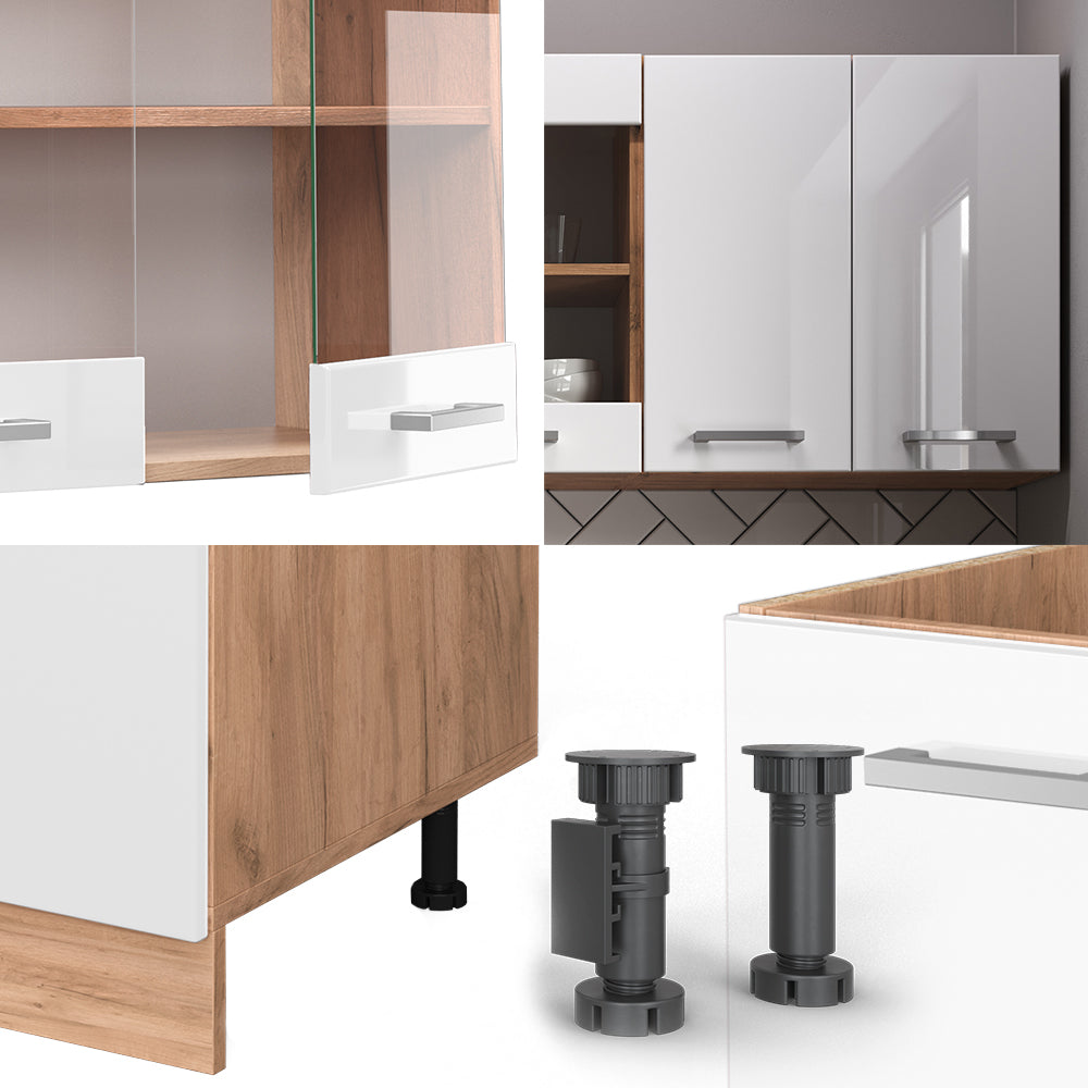 Vicco Cucina monoblocco Bianco lucido/oro power oak 140 cm , PL Rovere