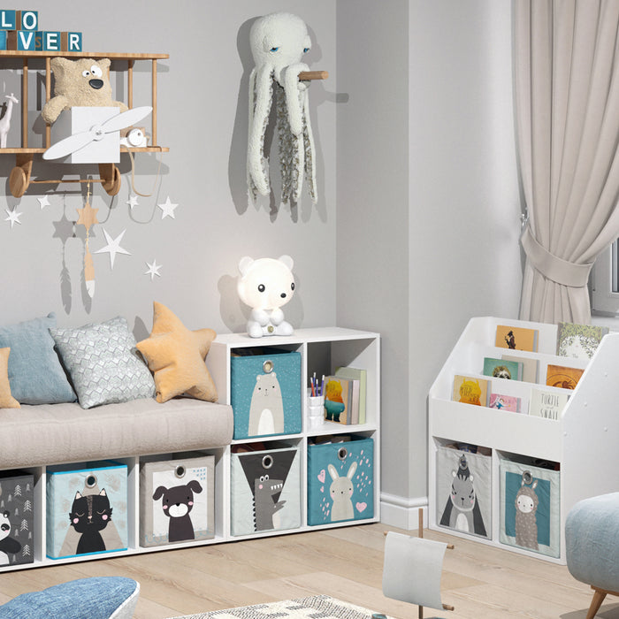 Vicco Libreria bambini Bianco 72.6 x 72 cm con 4 scatole pieghevoli (grigio/blu)
