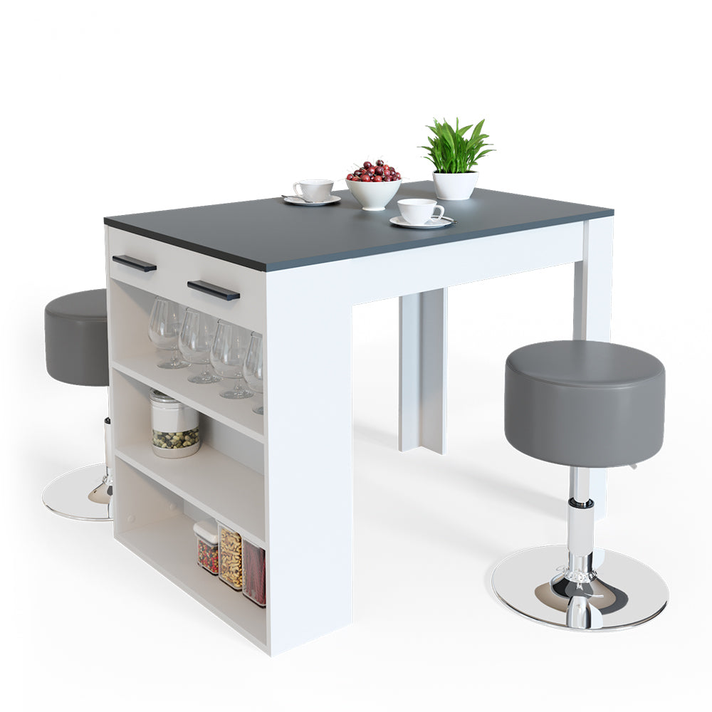 Vicco Set di tavoli da pranzo  Antracite/bianco 67 x 100 cm con 2 sgabelli