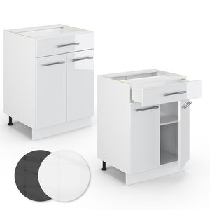 Vicco Mobiletto base per cucina Bianco lucido 60 cm con cassetto, senza piano di lavoro