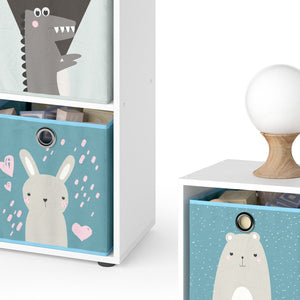 Vicco Libreria bambini Bianco 72.6 x 72 cm con 4 scatole pieghevoli (grigio/blu)