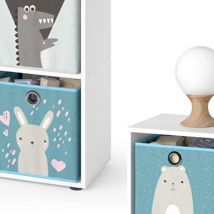 Vicco Libreria bambini Bianco 72.6 x 72 cm con 4 scatole pieghevoli (grigio/blu)