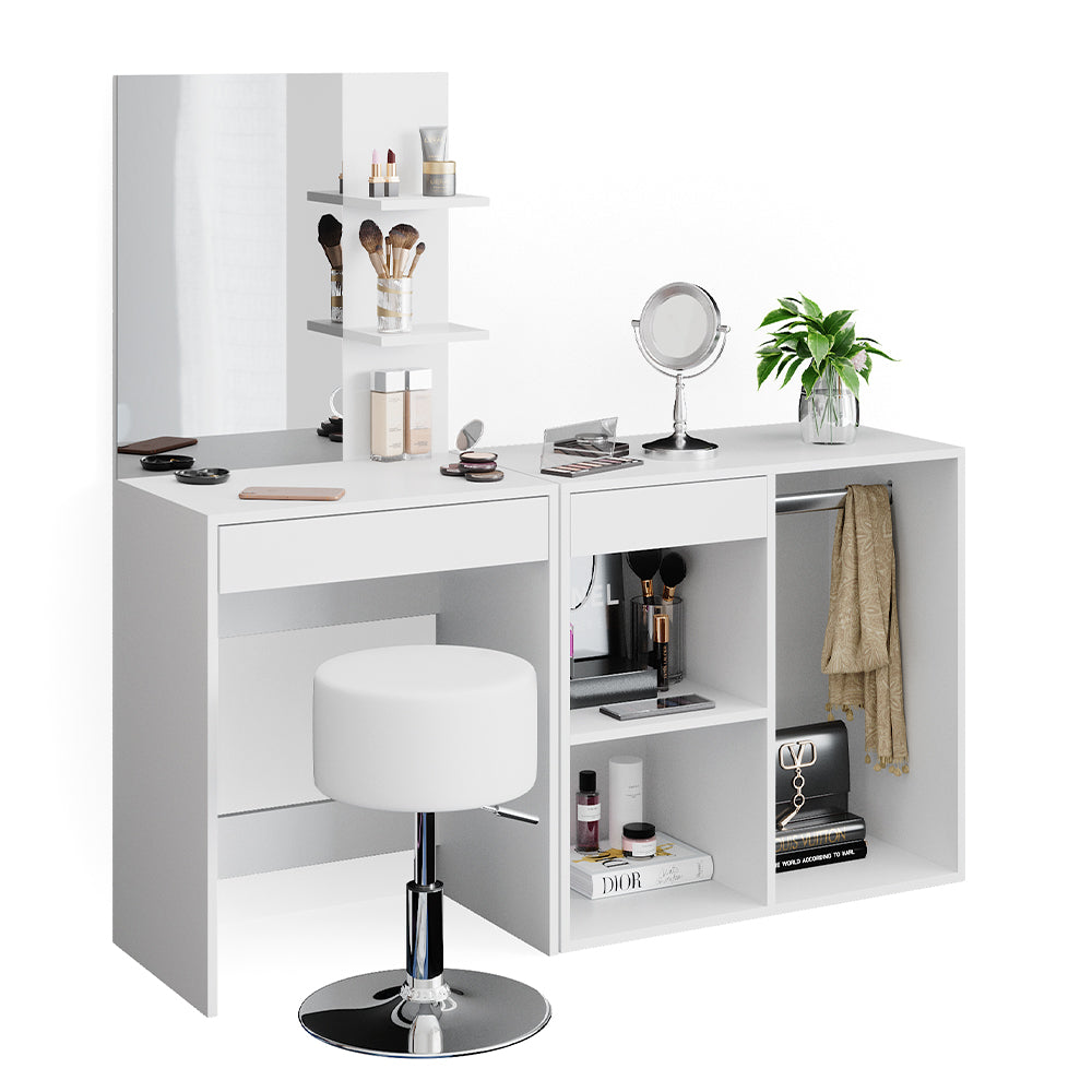 Vicco Tavolo da toeletta Bianco 60 cm con sgabello