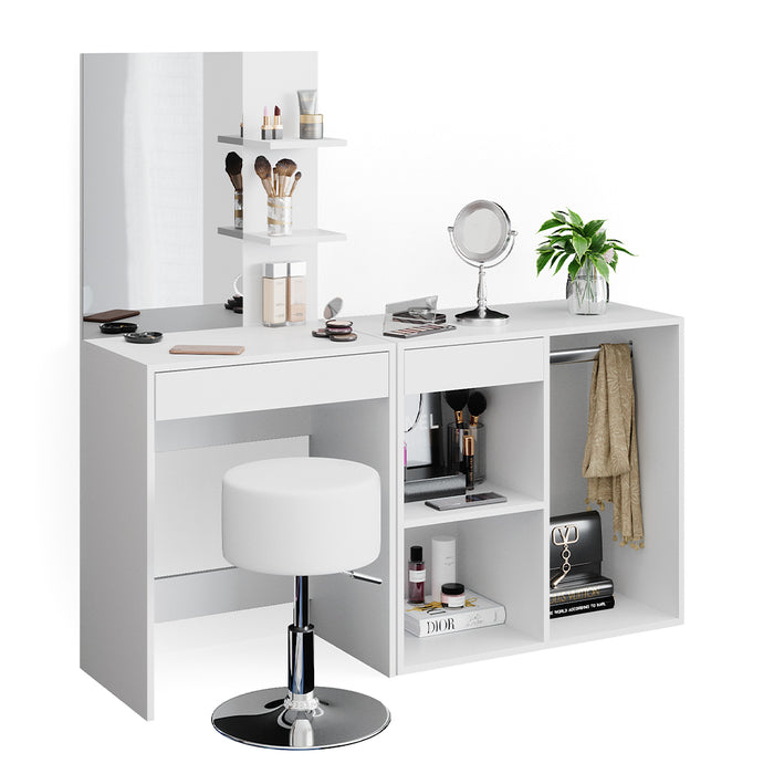 Vicco Tavolo da toeletta Bianco 60 cm con sgabello