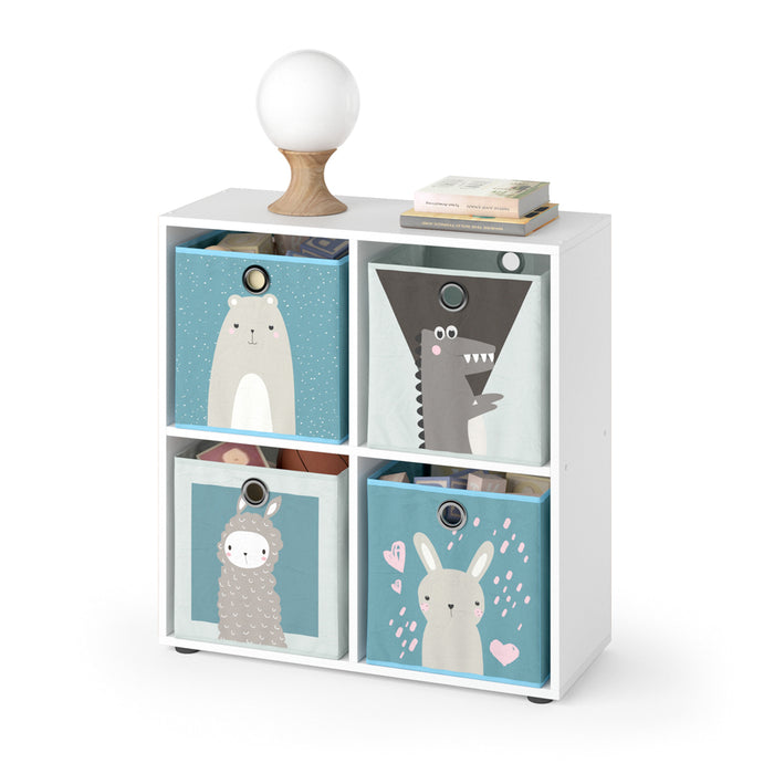 Vicco Libreria bambini Bianco 72.6 x 72 cm con 4 scatole pieghevoli (grigio/blu)