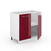 Vicco Mobile lavello cucina Rosso bordeaux lucido 80 cm con ripiano, PL Rovere