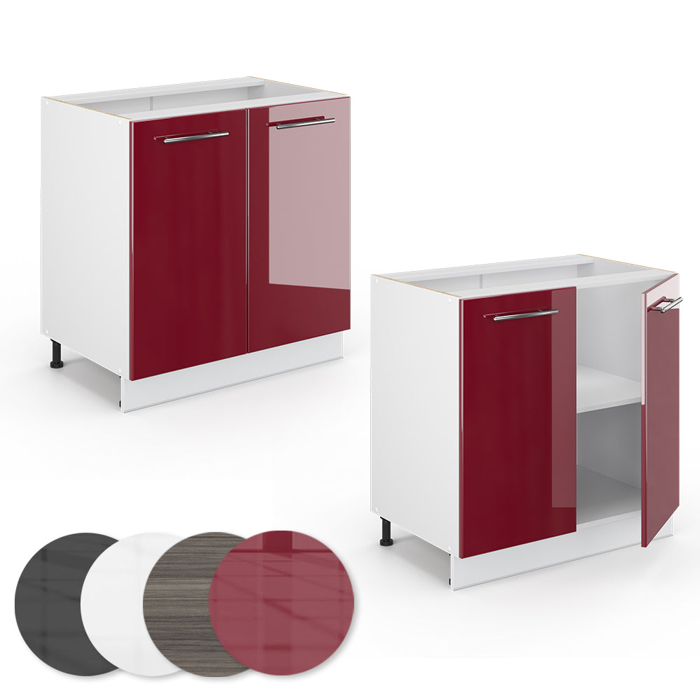 Vicco Mobile lavello cucina Rosso bordeaux lucido 80 cm con ripiano, PL Antracite