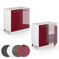 Vicco Mobile lavello cucina Rosso bordeaux lucido 80 cm con ripiano, PL Antracite