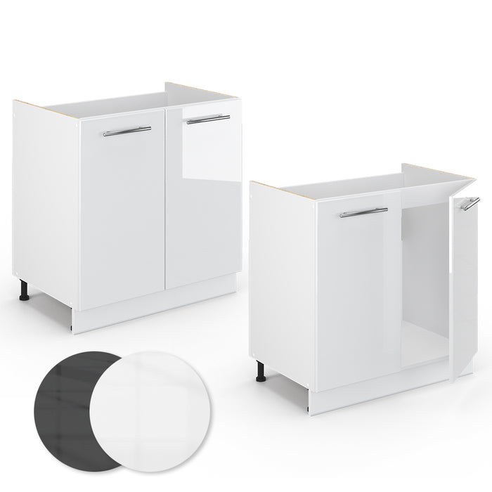 Vicco Mobile lavello cucina Bianco lucido 80 cm , PL Rovere