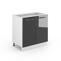 Vicco Mobile lavello cucina Antracite lucido 80 cm con ripiano, senza piano di lavoro